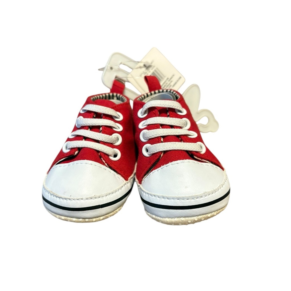 Rising Star Baby Crib Shoes Size 1 3-6M Red Canvas Sneaker Pre-Walker NWT‎